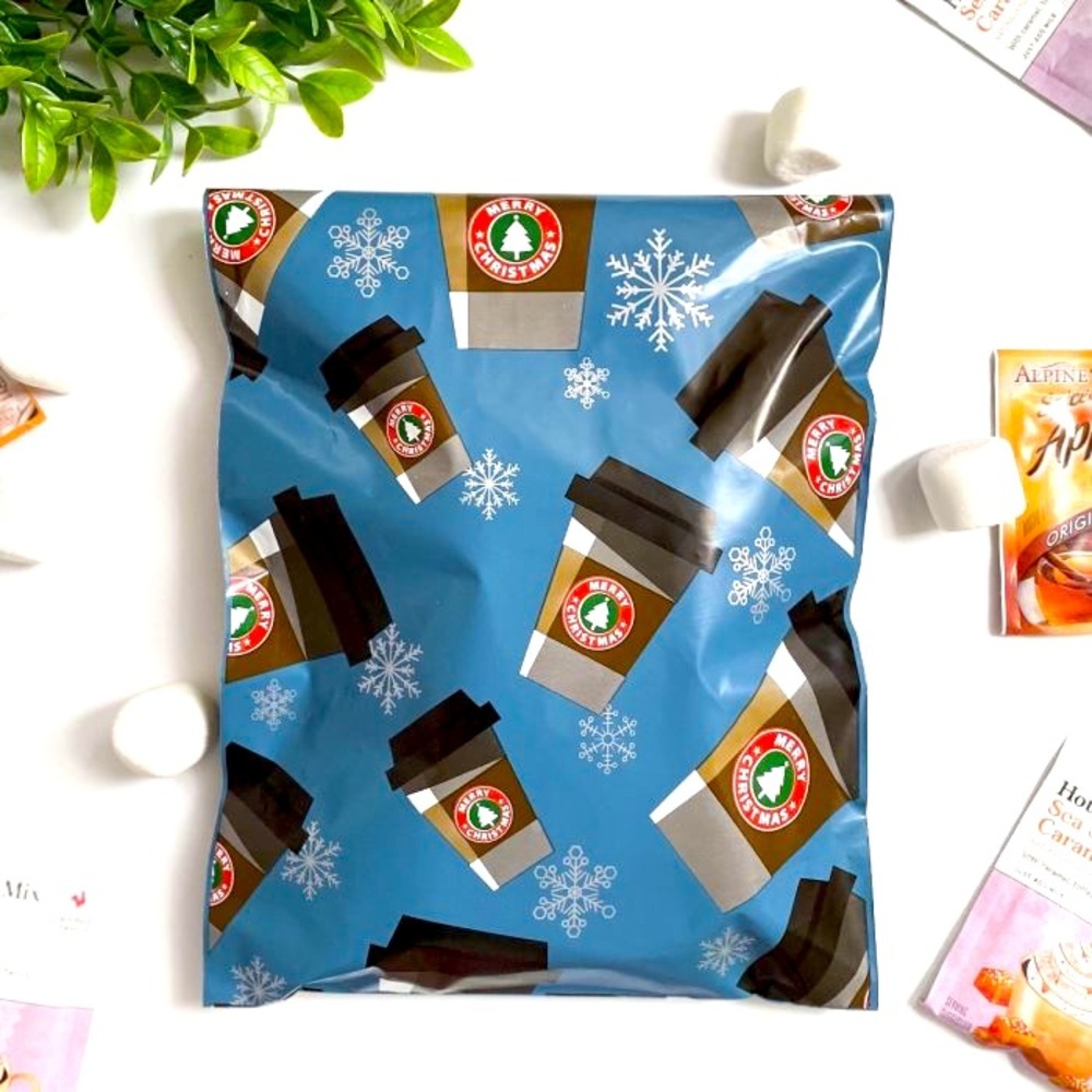 12 Festive Coffee Cup Merry Christmas Print Mailers, 10X13, BUY NOW PRICE